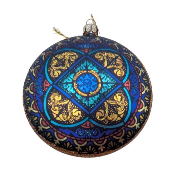Glass Ornament Featuring Vibrant Madonna & Child Design With Intricate Stained G - Picture 2 of 10